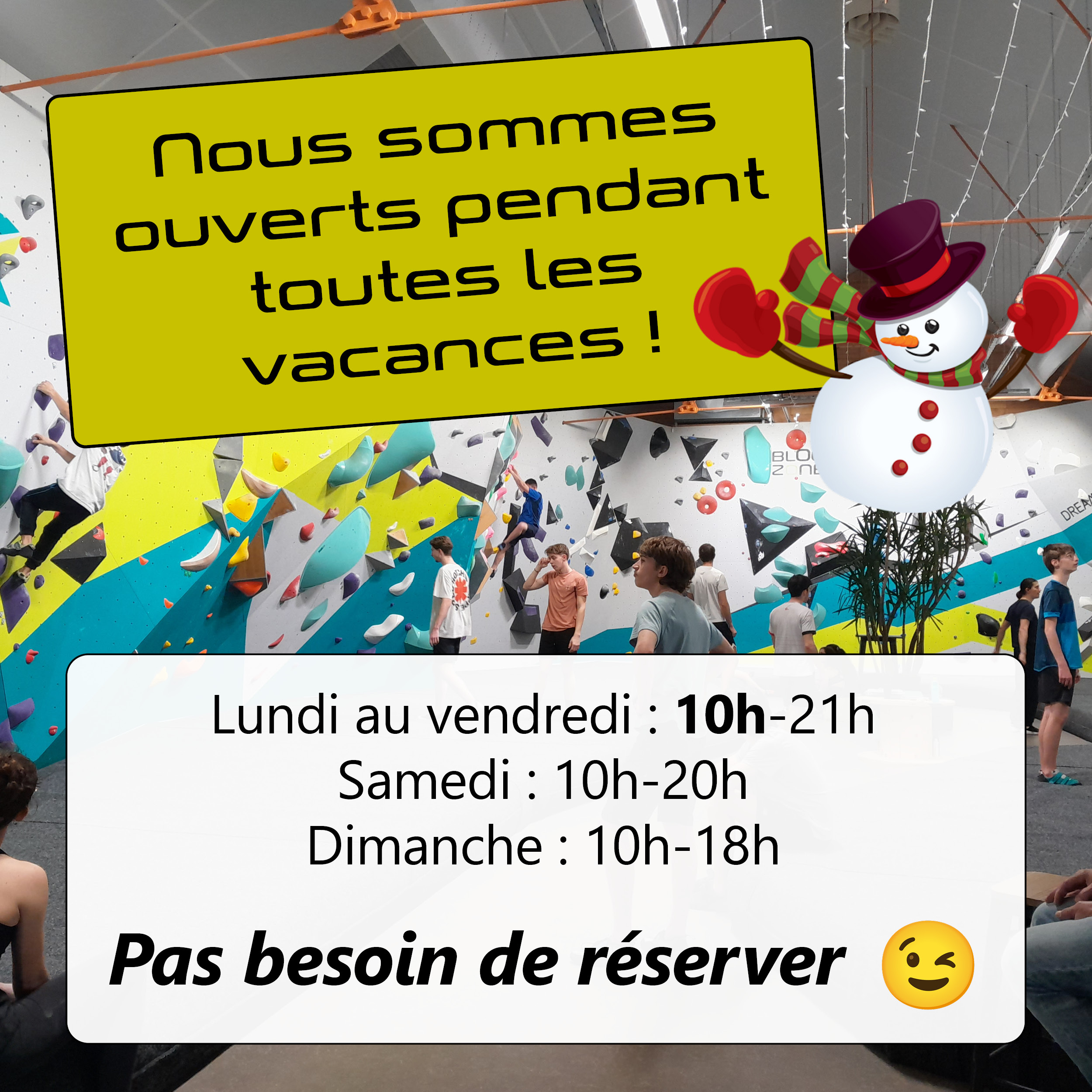 horaires vacances hiver 2026