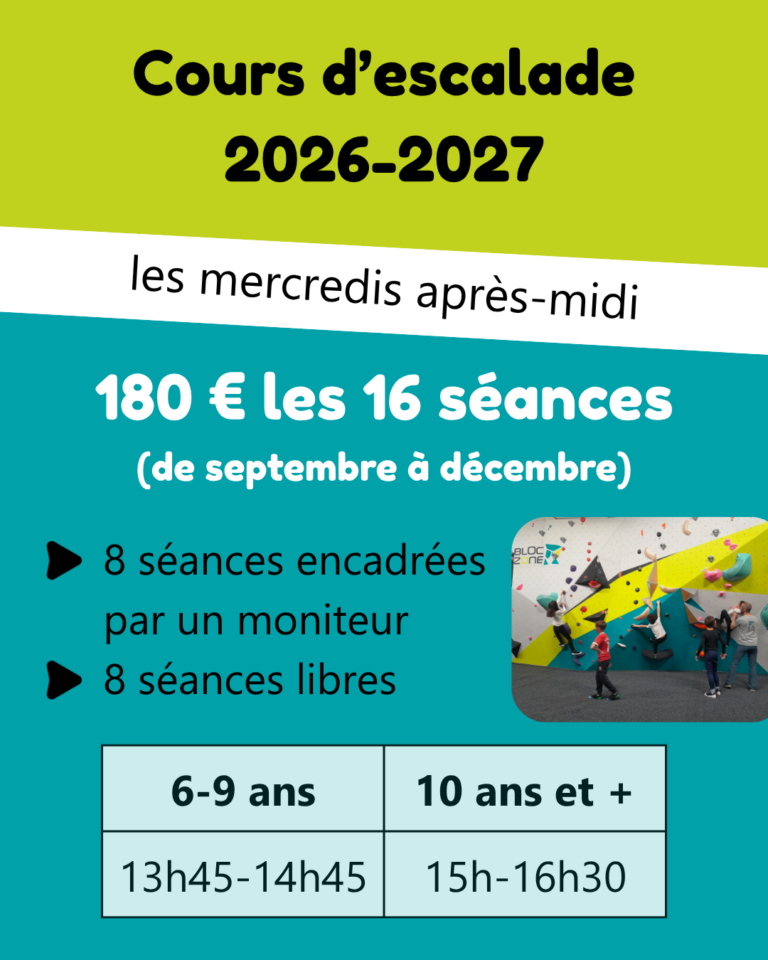 cours escalade enfants 2026 bloc zone