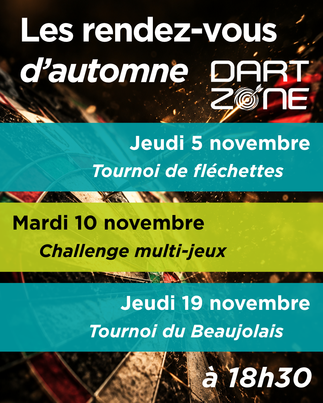 dart zone tournois fléchettes automne 2026