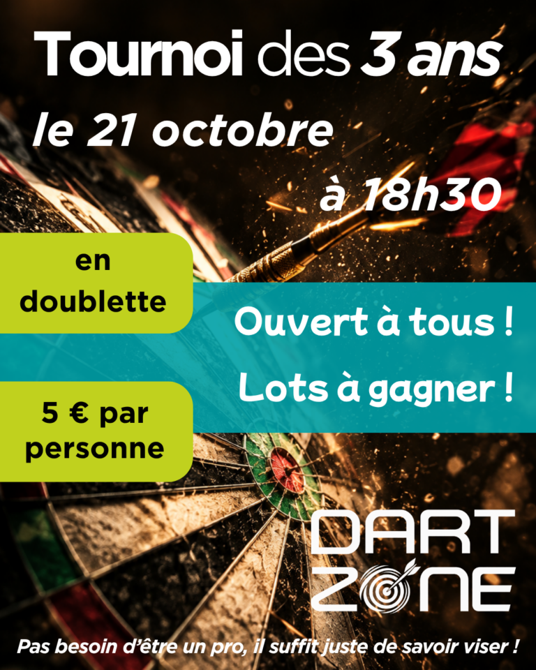 tournoi fléchettes 21 octobre 2026 3 ans bloc zone